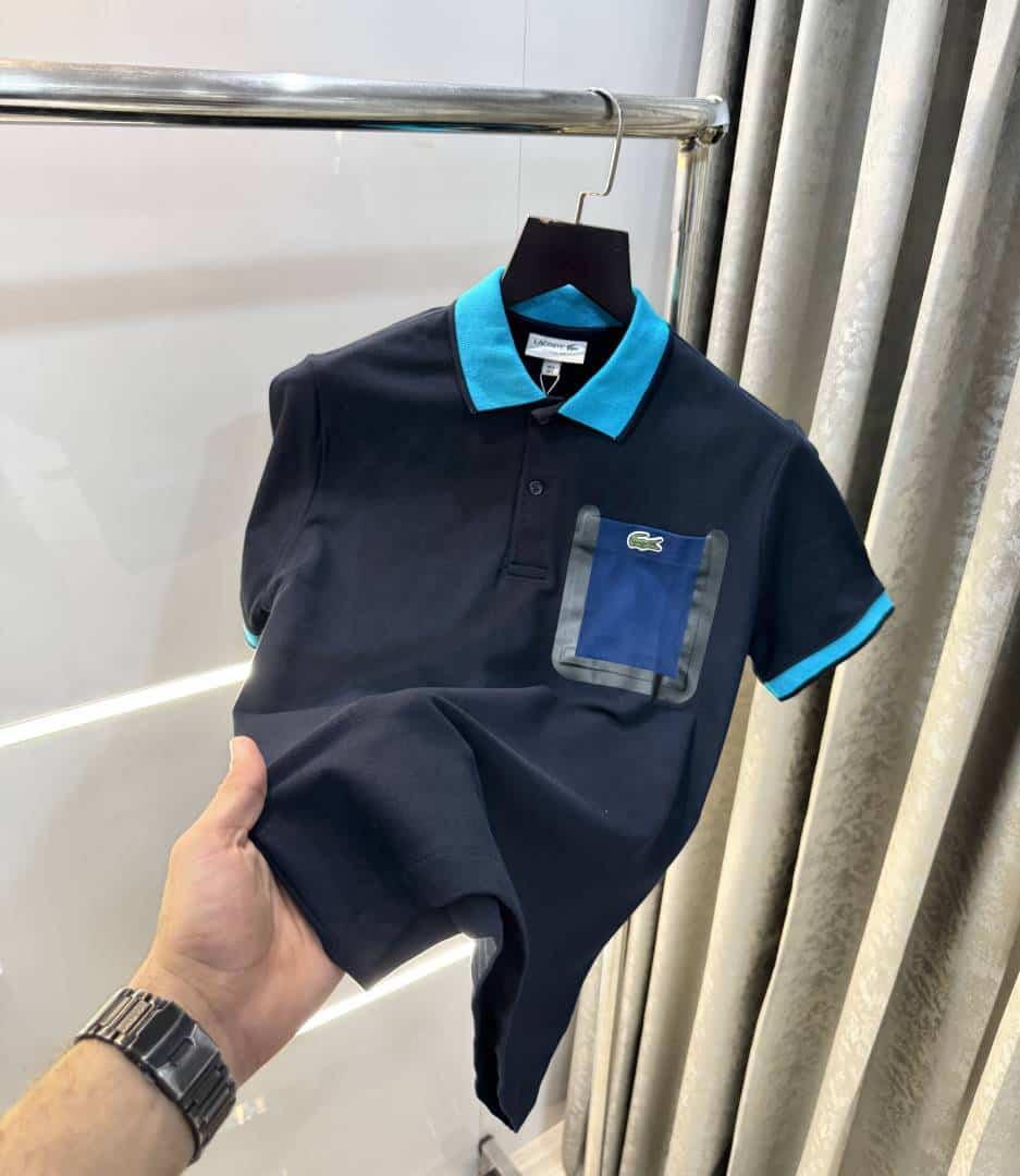 Lacost e Navy Blue Designer Premium Polo T-Shirt Secondary image