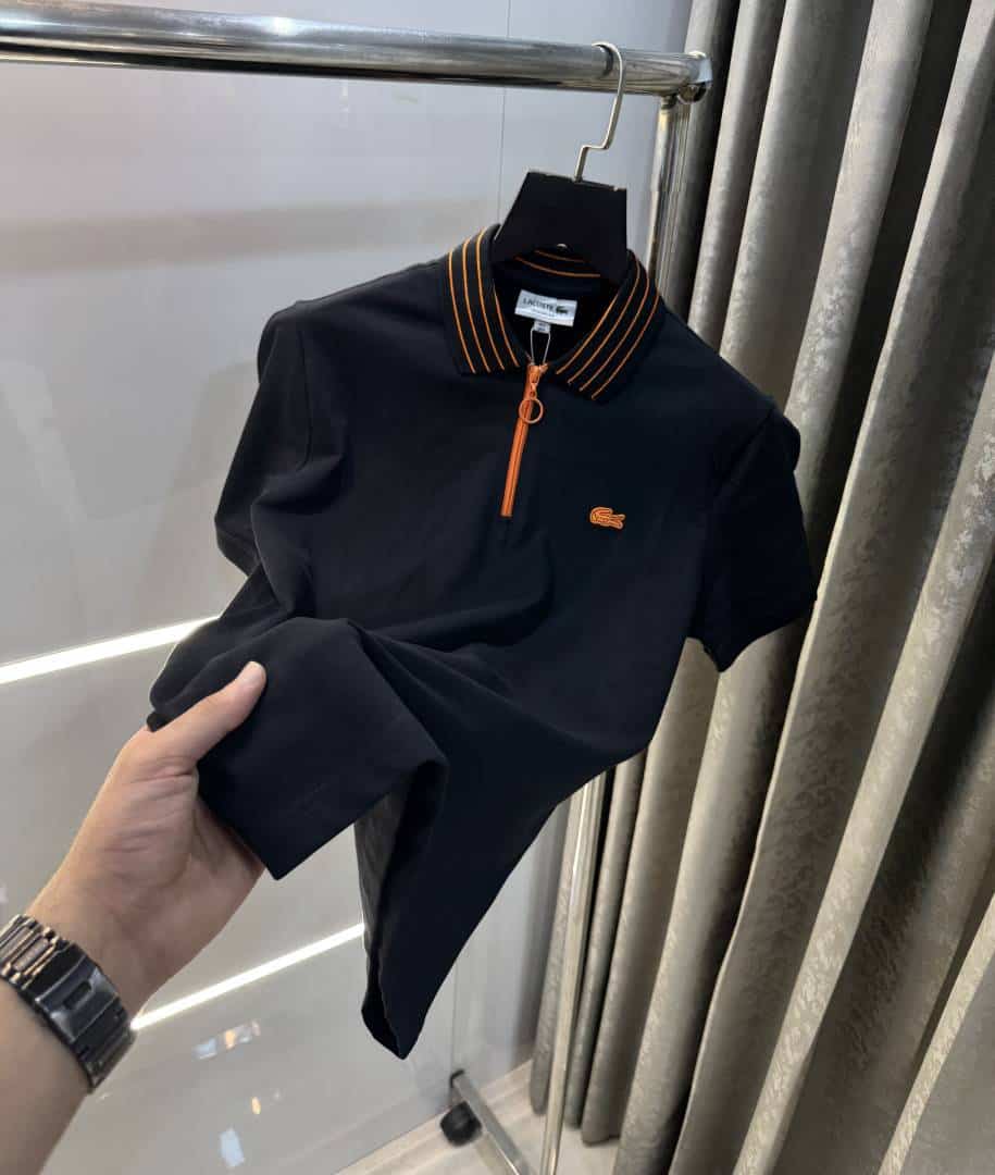 Lacost e Black Zip Premium Polo T-Shirt