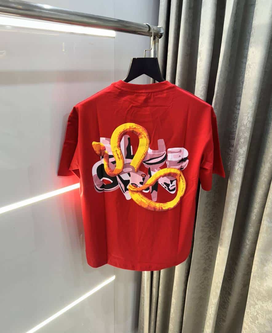 Bluorn g Red Emb0Ssed Print Imported Oversized T-Shirt Main image
