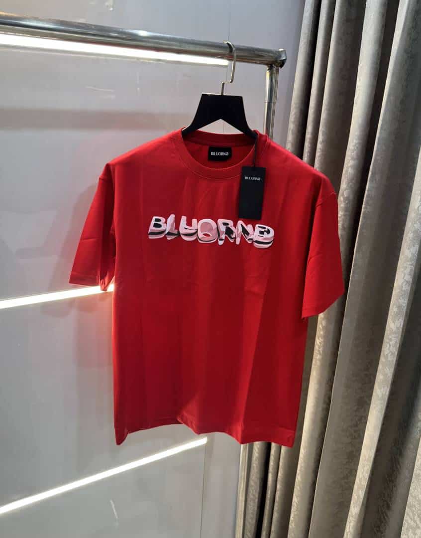 Bluorn g Red Emb0Ssed Print Imported Oversized T-Shirt Secondary image