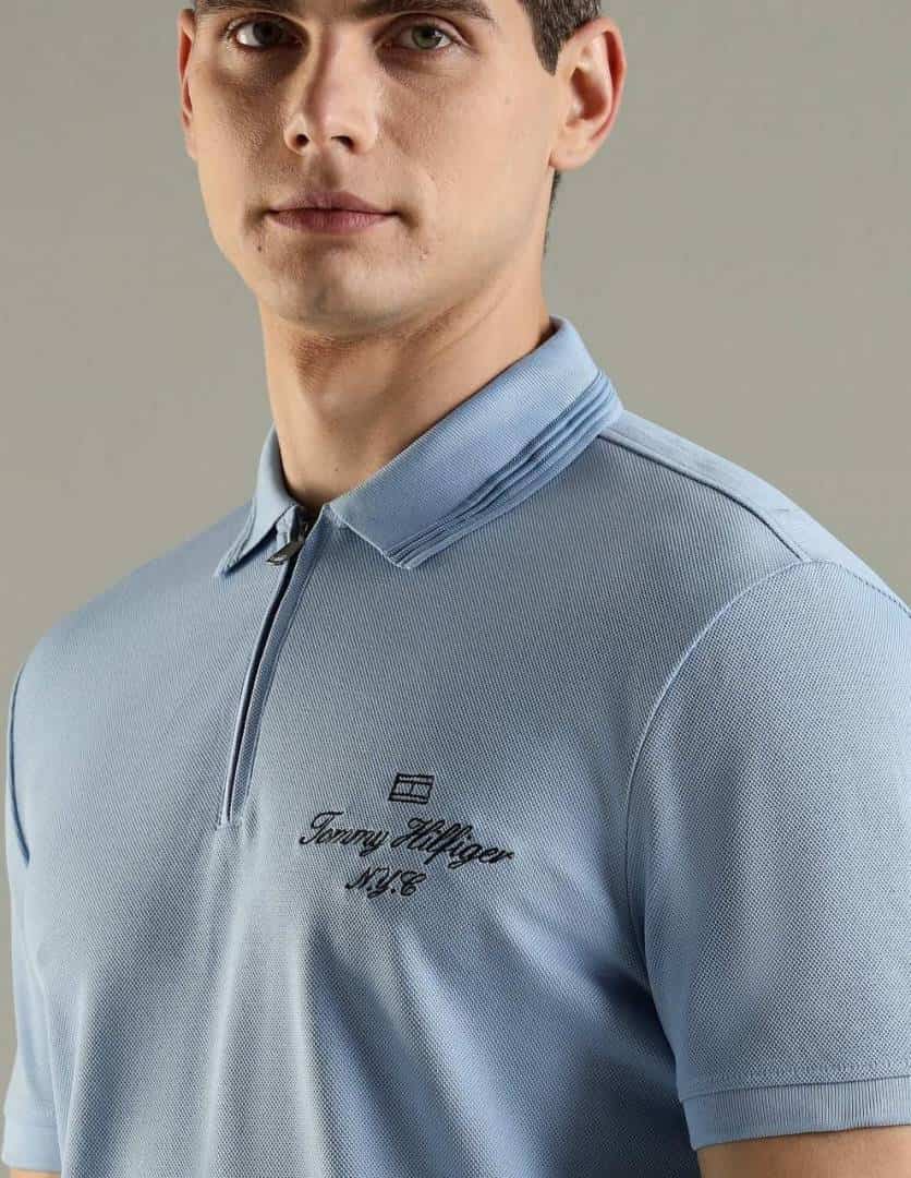 Tomm y Hilfiger Sky Blue Embroidery Logo Premium Polo T-Shirt Main image