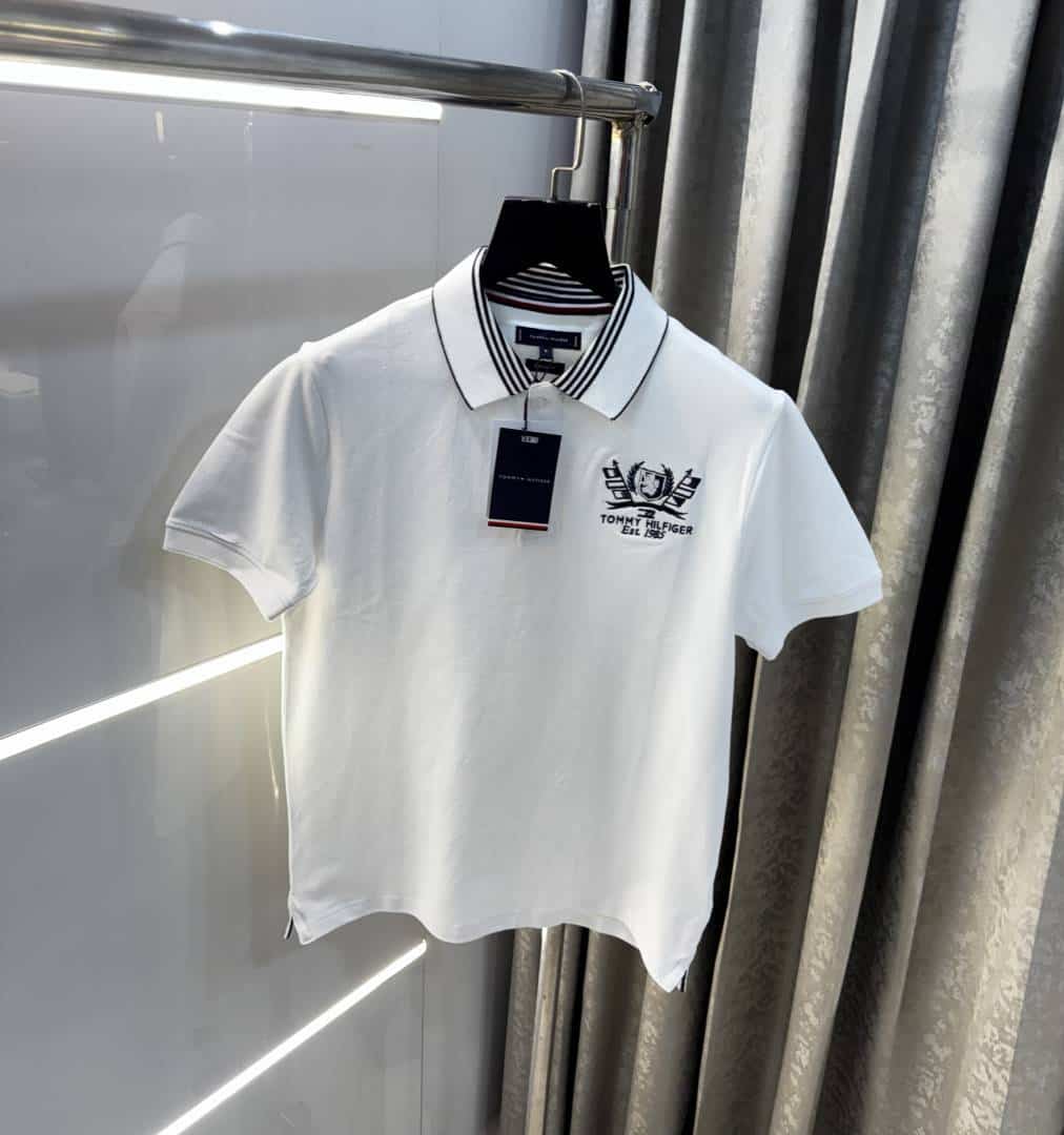Tomm y Hilfiger White Embroidery Logo Premium Polo T-Shirt