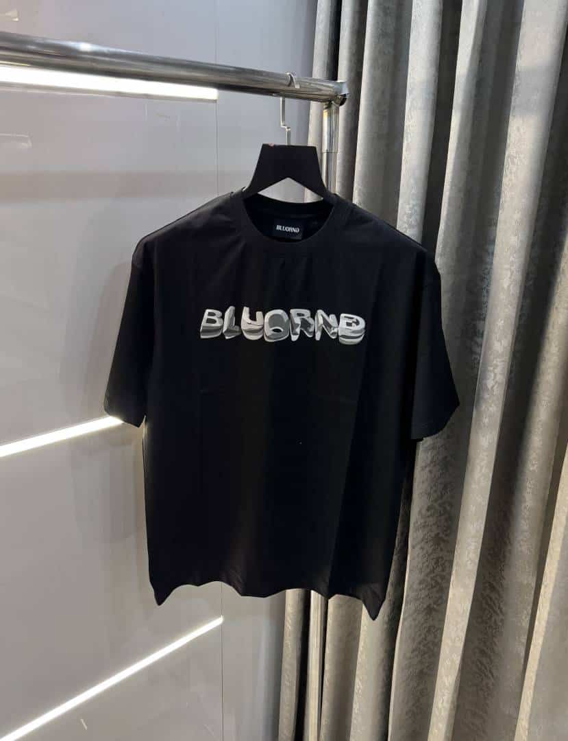 Bluorn g Black Emboss!ed Print Imported Oversized T-Shirt