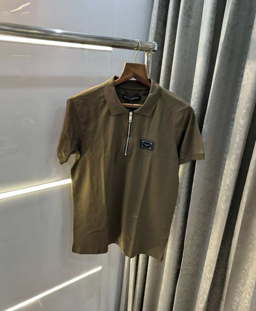 Dolce&Gabbana Coffee A Steel Logo Imported Polo T-Shirt With Box Packing Secondary image