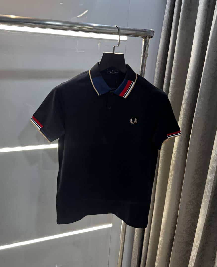 Fredperry Black Embroidery Logo Premium Polo T-Shirt