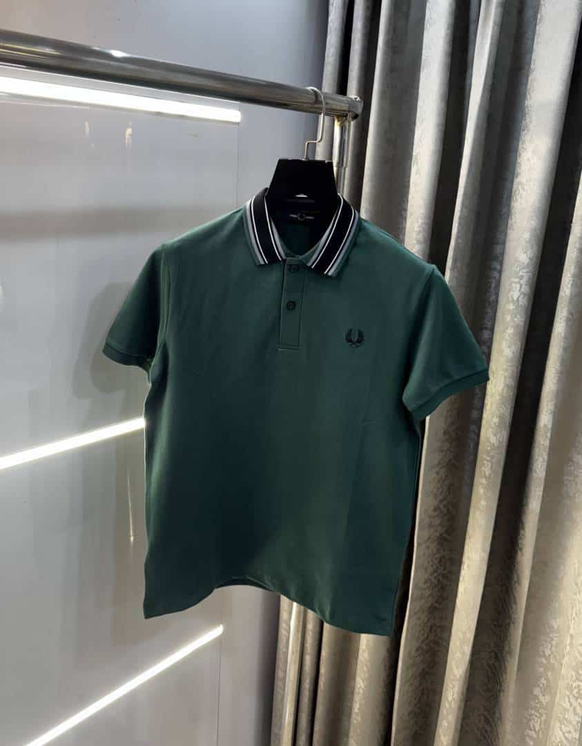 Fredperry Bottle Green Embroidery Logo Premium Polo T-Shirt