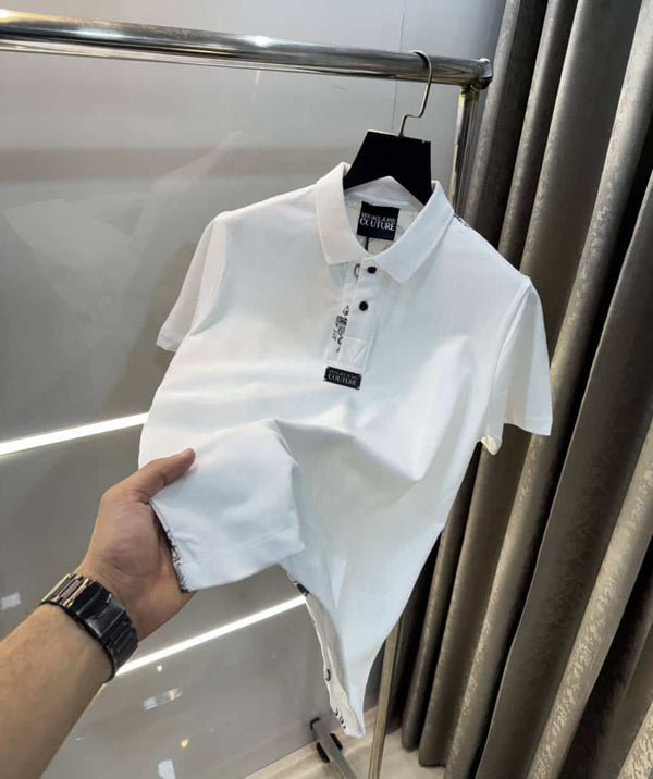 Versace Coutur e White Logo Print Imported Polo T-Shirt