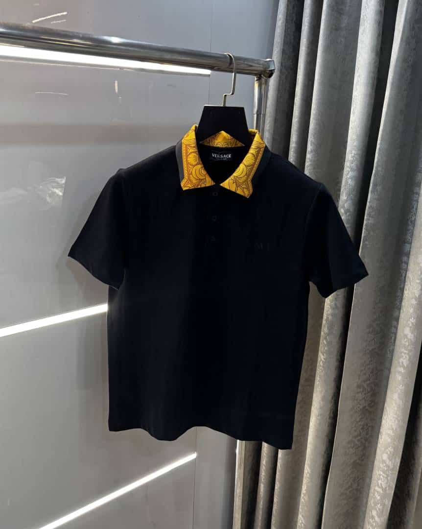 Versace Couture Black Collar Logo Imported Polo T-Shirt