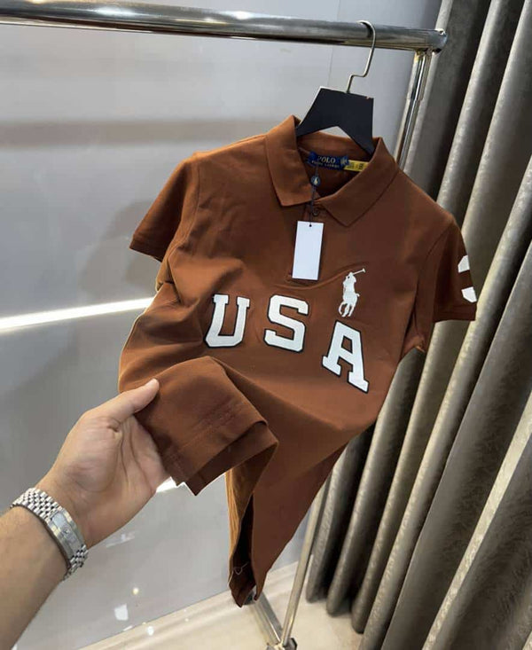 Ralph Laure n Brown Embroidery Logo Premium Polo T-Shirt