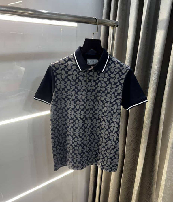 Coac h Navy Blue MonogR@M Imported Polo T-Shirt