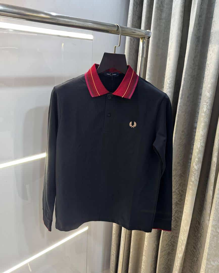 Fredperry Black Embroidery Logo Premium Full Sleeve Polo T-Shirt Secondary image