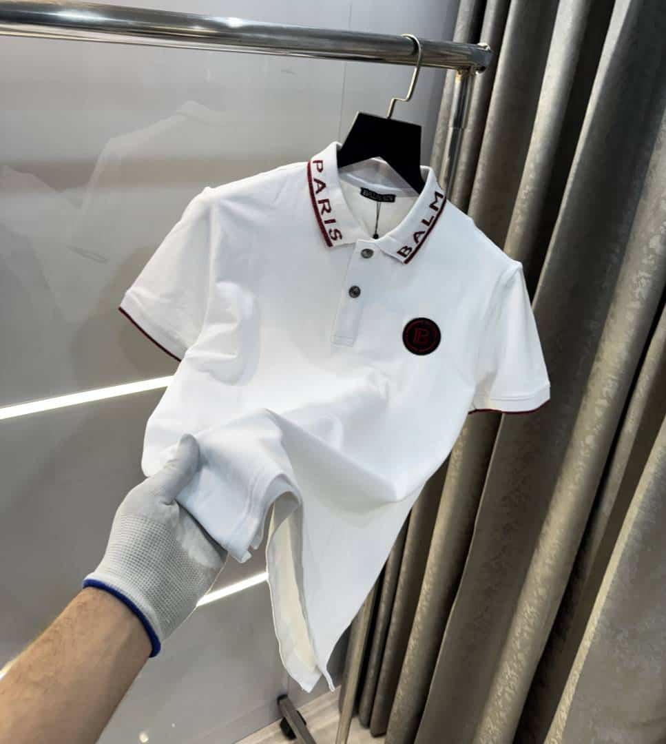 Balmai n Paris White Collar Logo Imported Polo T-Shirt Main image