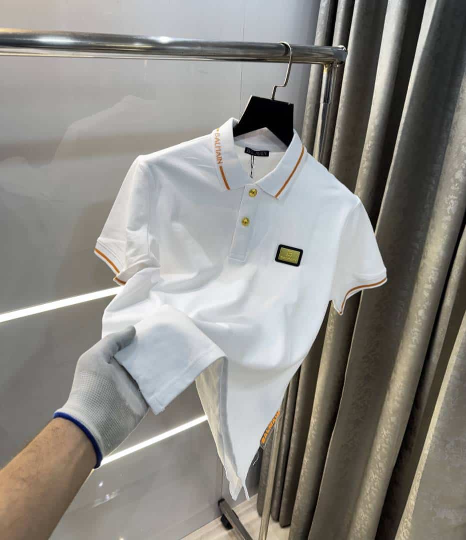 Balmai n Paris White Metal Logo Imported Polo T-Shirt Main image