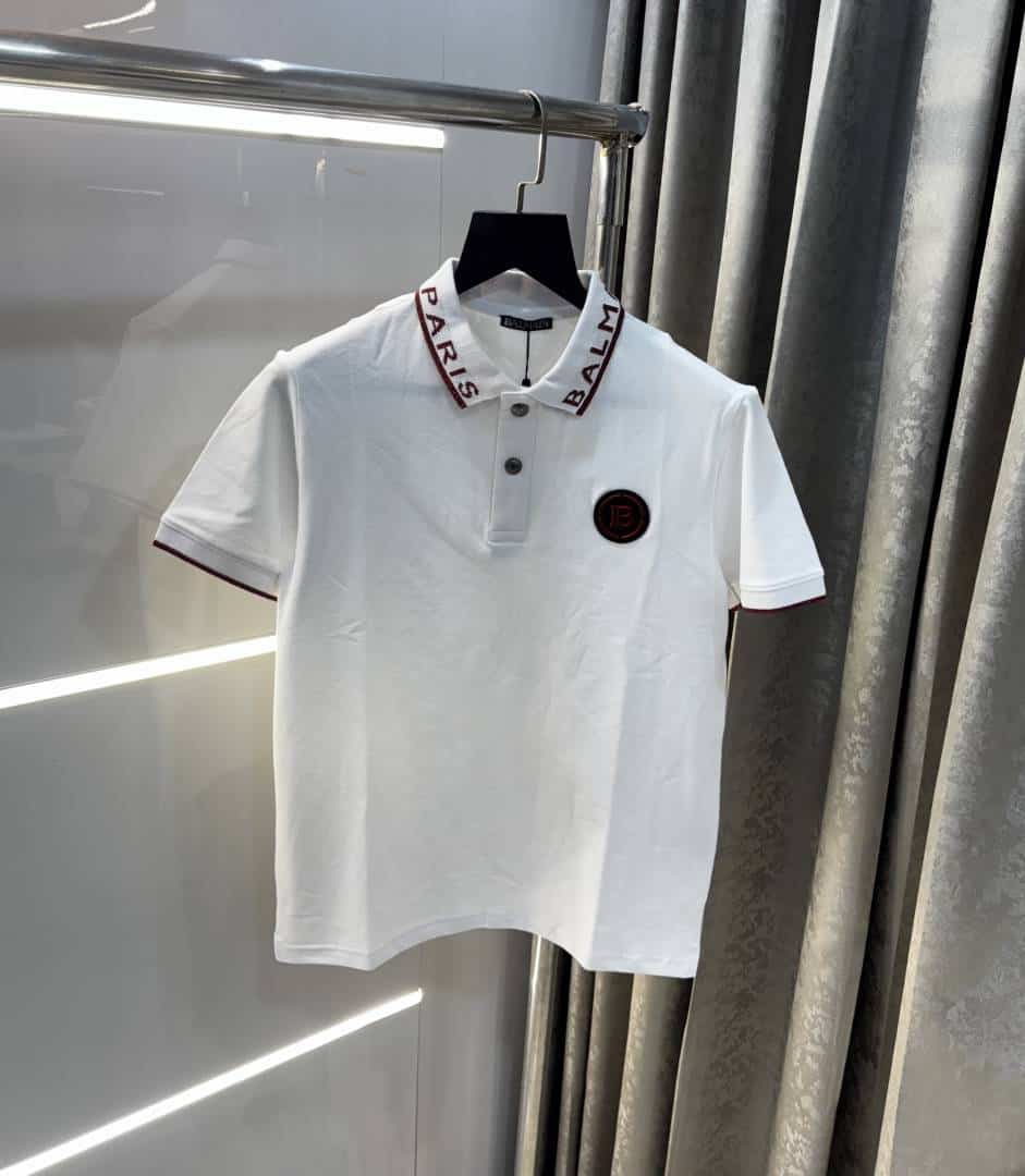 Balmai n Paris White Collar Logo Imported Polo T-Shirt Secondary image