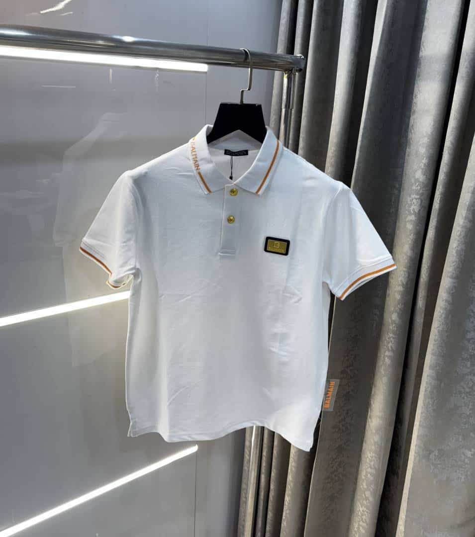 Balmai n Paris White Metal Logo Imported Polo T-Shirt Secondary image
