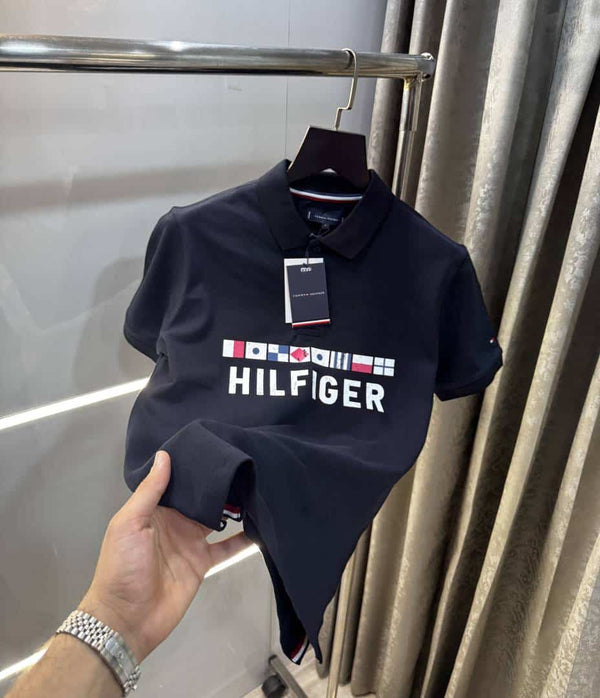 Tomm y Hilfiger Navy Blue Logo Work Premium Polo T-Shirt