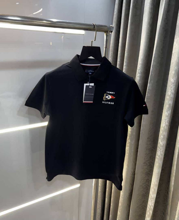 Tomm y Hilfiger Black Logo Work Premium Polo T-Shirt