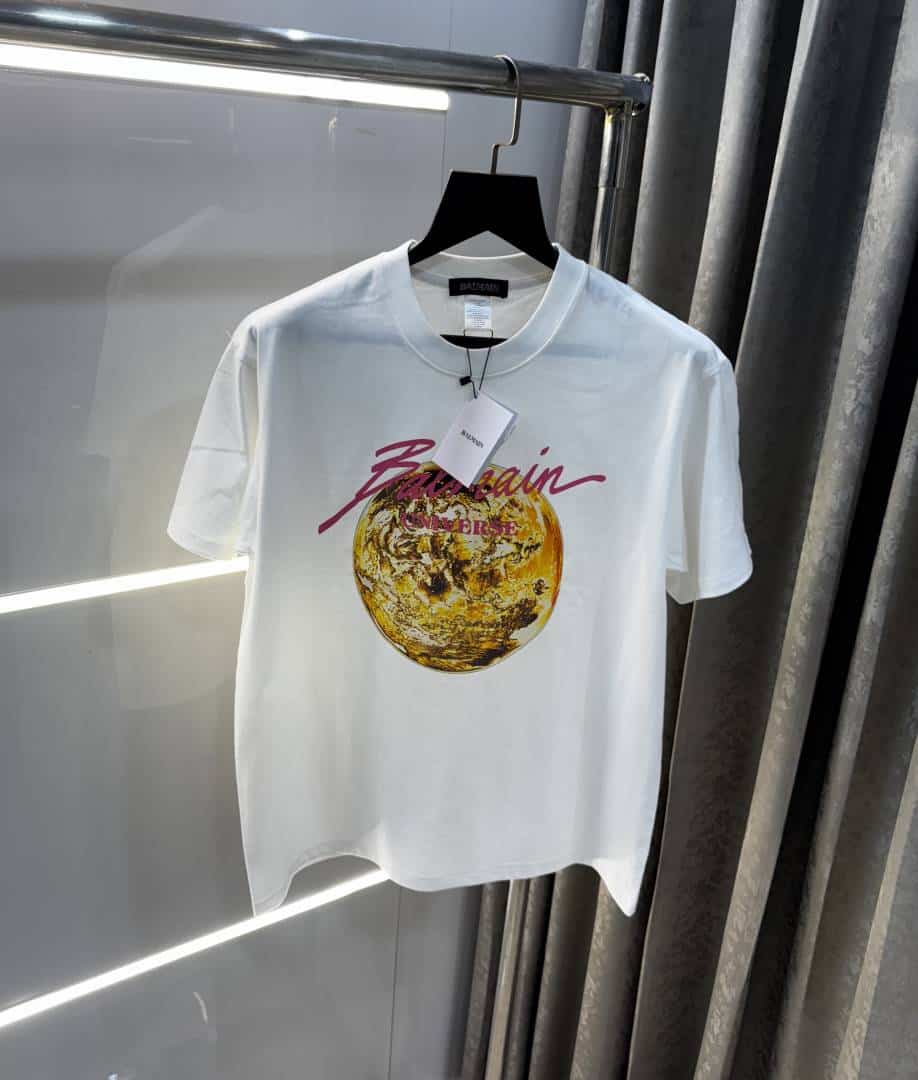 Balmai n Paris White Logo Print Imported Oversized T-Shirt Secondary image