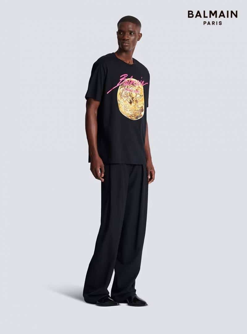 Balmai n Paris Black Logo Print Imported Oversized T-Shirt Main image