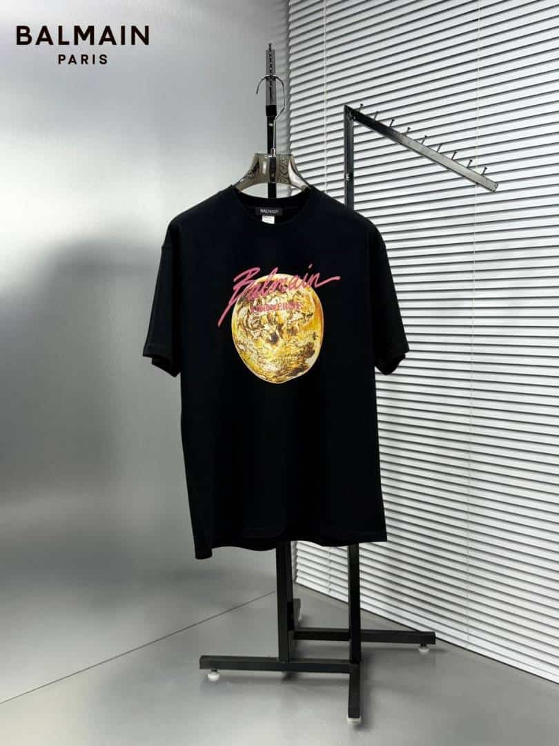 Balmai n Paris Black Logo Print Imported Oversized T-Shirt Secondary image