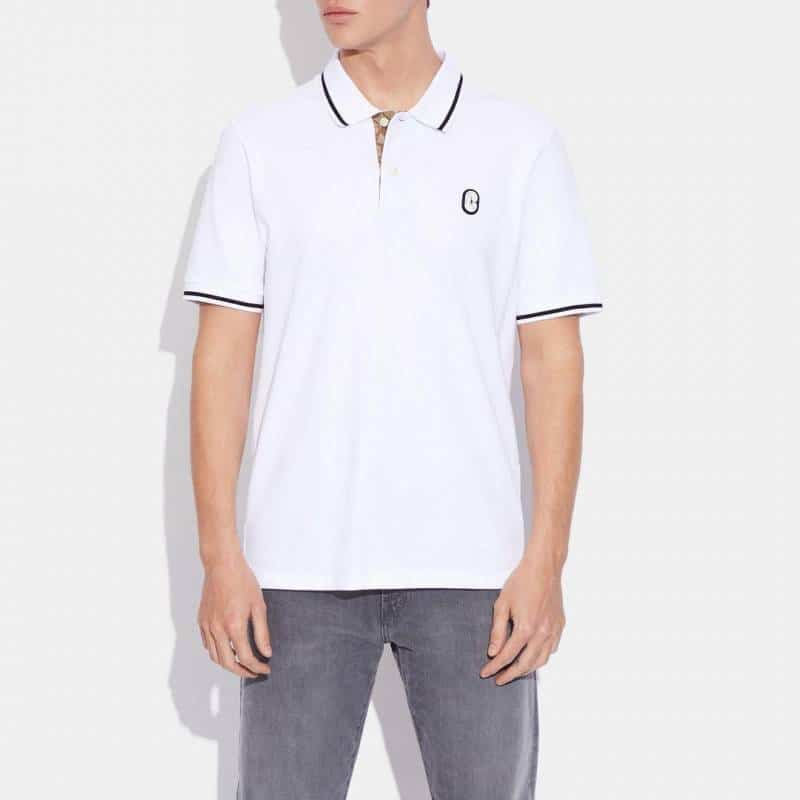 Coac h White Patch Logo Imported Polo T-Shirt