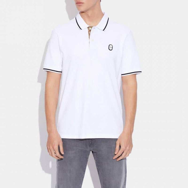 Coac h White Patch Logo Imported Polo T-Shirt