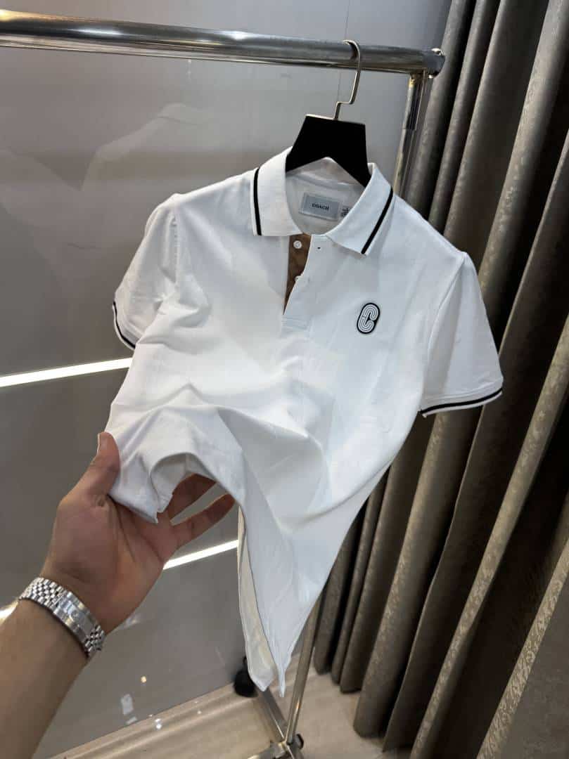 Coac h White Patch Logo Imported Polo T-Shirt