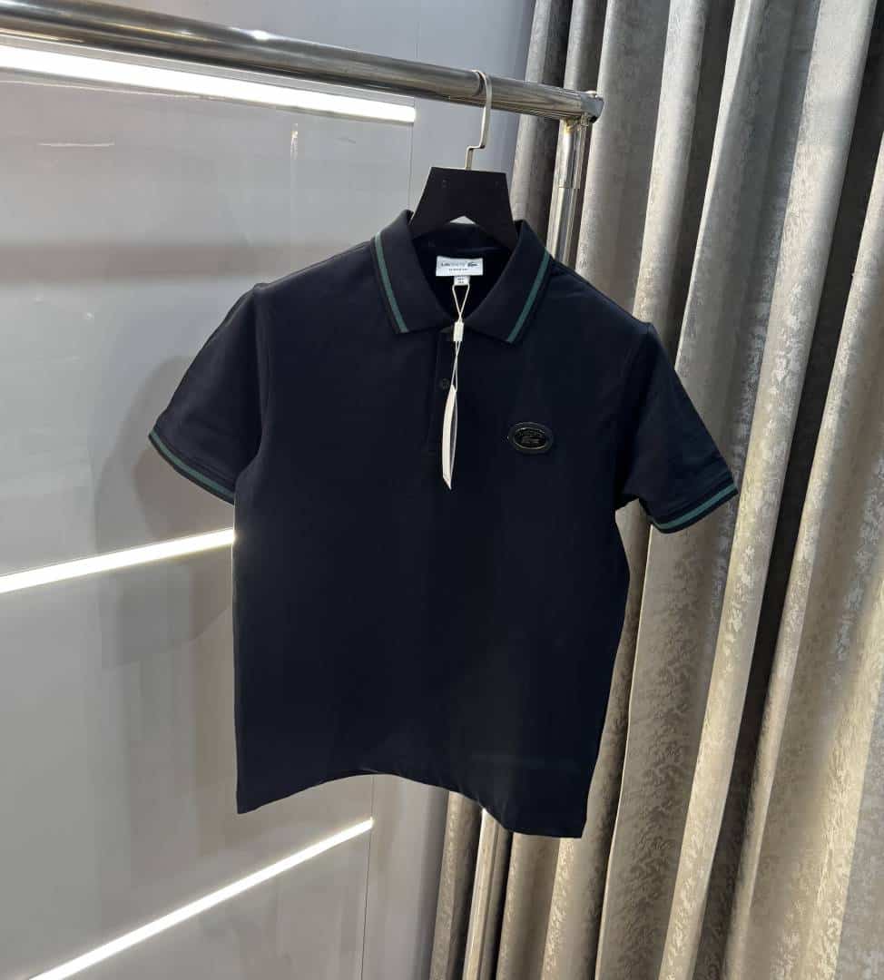 Lacost e Navy Blue Metal Logo Premium Polo T-Shirt