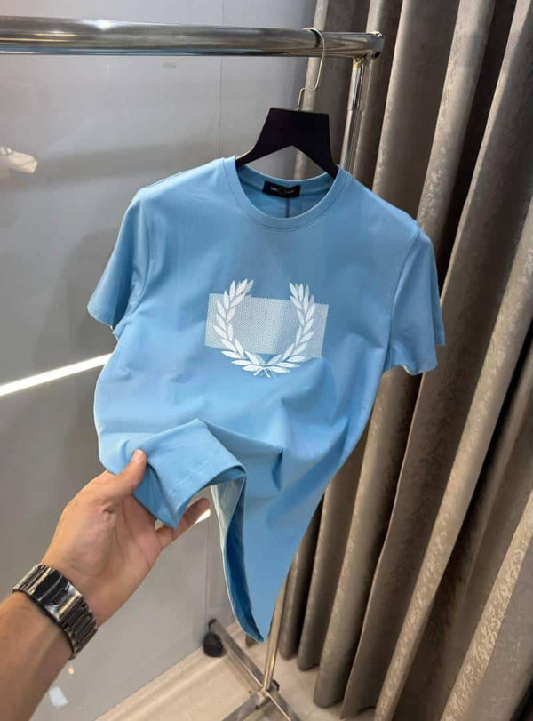 Fredperry Sky Blue Logo Print Imported T-Shirt