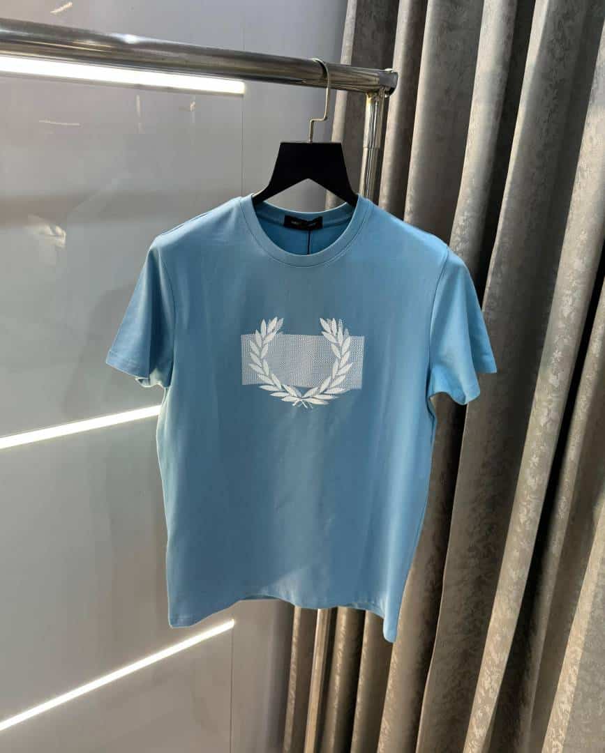 Fredperry Sky Blue Logo Print Imported T-Shirt