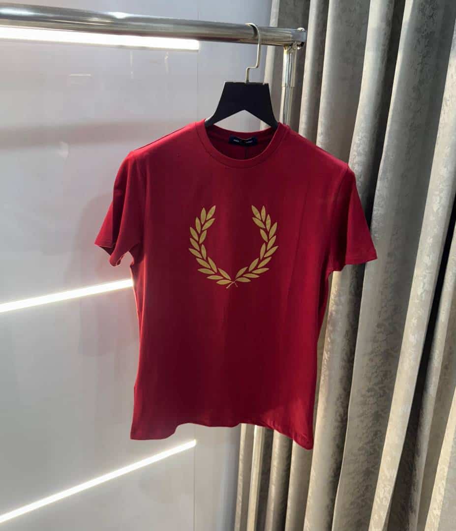 Fredperry Maroon Logo Print Imported T-Shirt