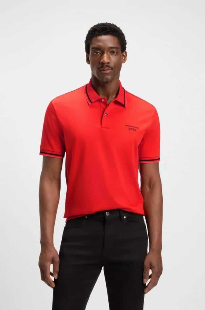 Hugo bos s X Por·ScHe Red Embroidery Logo Premium Polo T-Shirt
