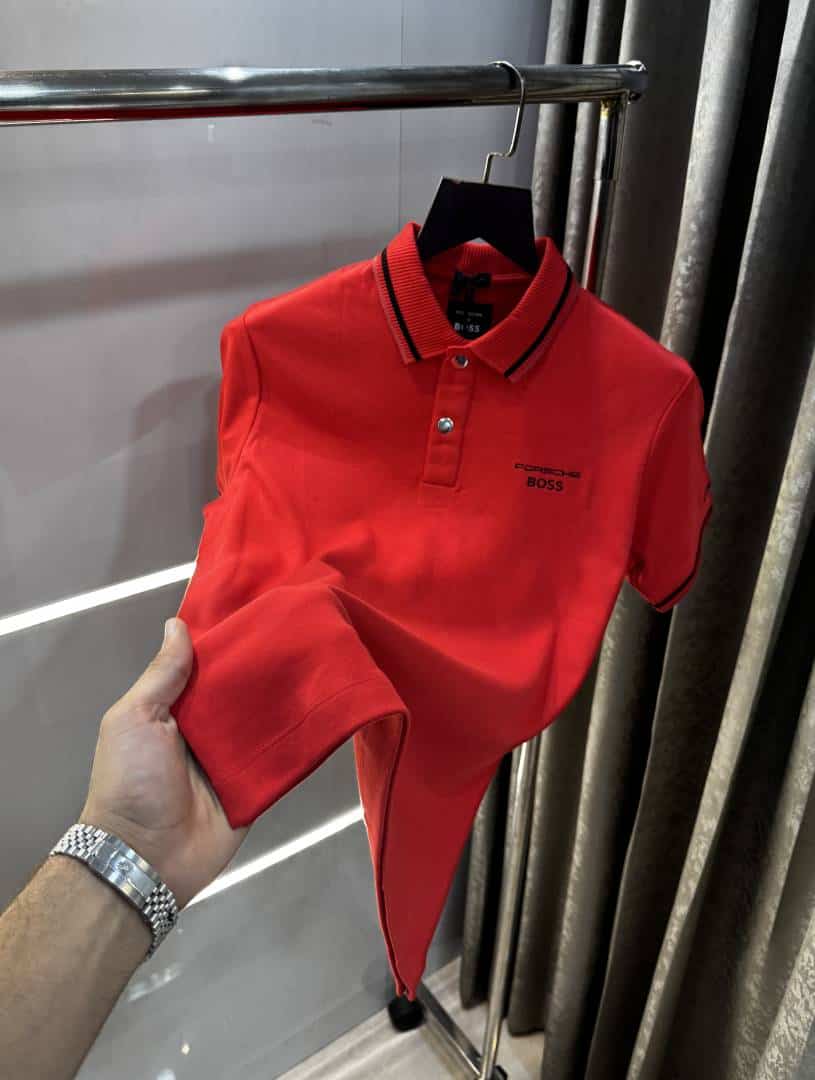 Hugo bos s X Por·ScHe Red Embroidery Logo Premium Polo T-Shirt