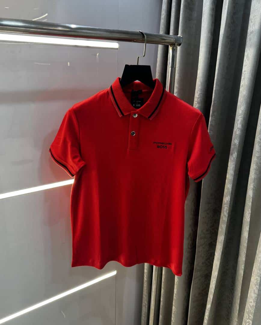 Hugo bos s X Por·ScHe Red Embroidery Logo Premium Polo T-Shirt