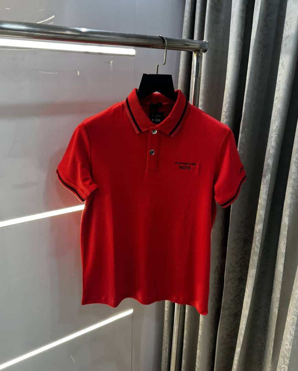 Hugo bos s X Por·ScHe Red Embroidery Logo Premium Polo T-Shirt