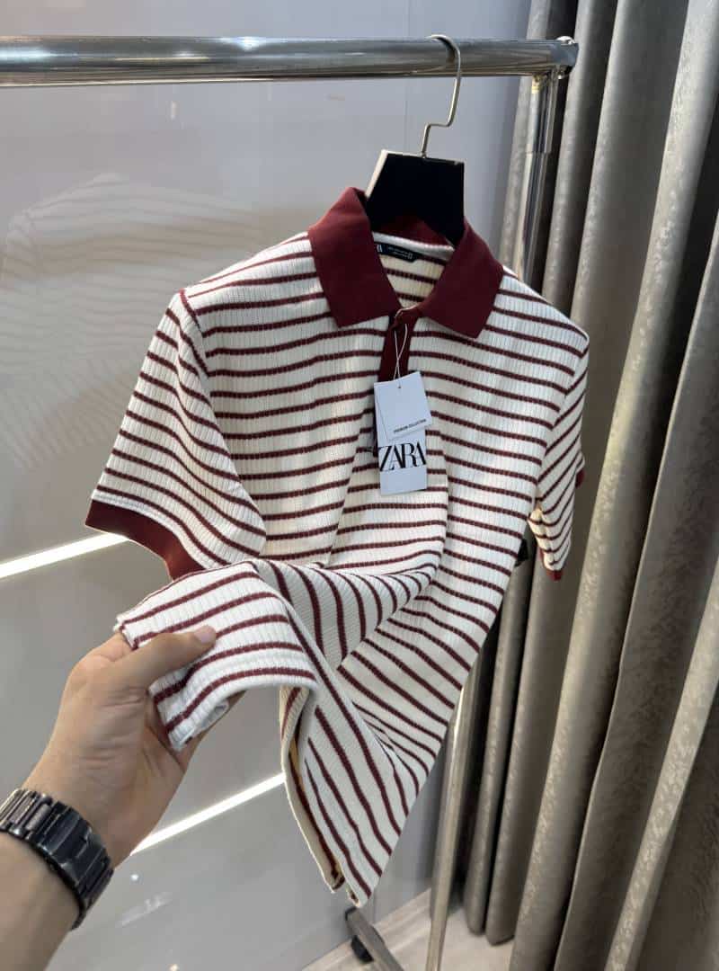 Zar a Maroon Premium Knitted Classic Polo T-Shirt Main image