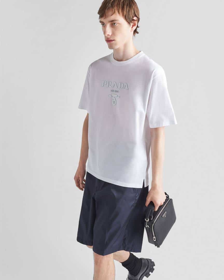 Prad a Milano White Logo Print Imported T-Shirt