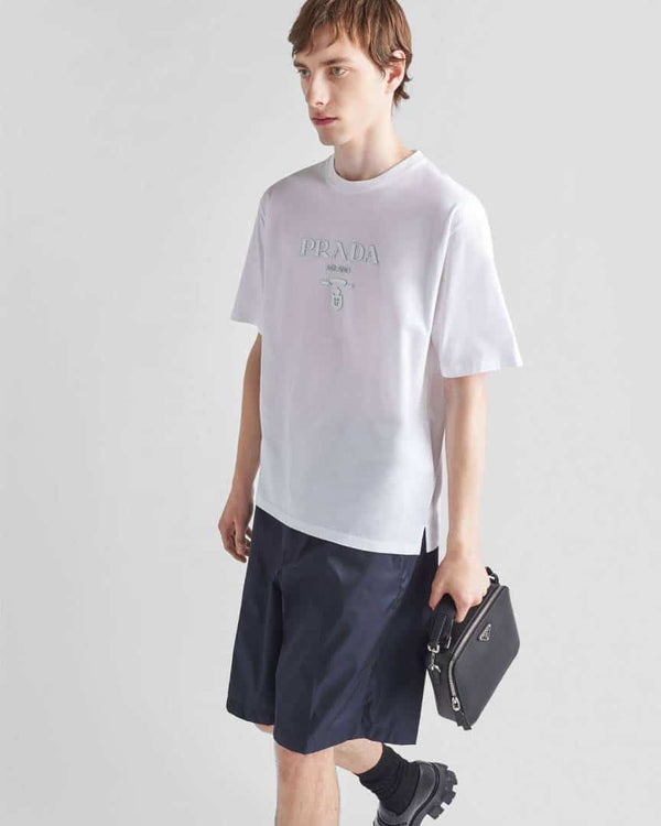 Prad a Milano White Logo Print Imported T-Shirt