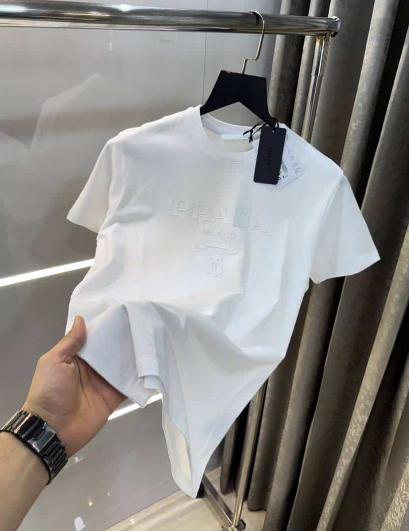 Prad a Milano White Logo Print Imported T-Shirt