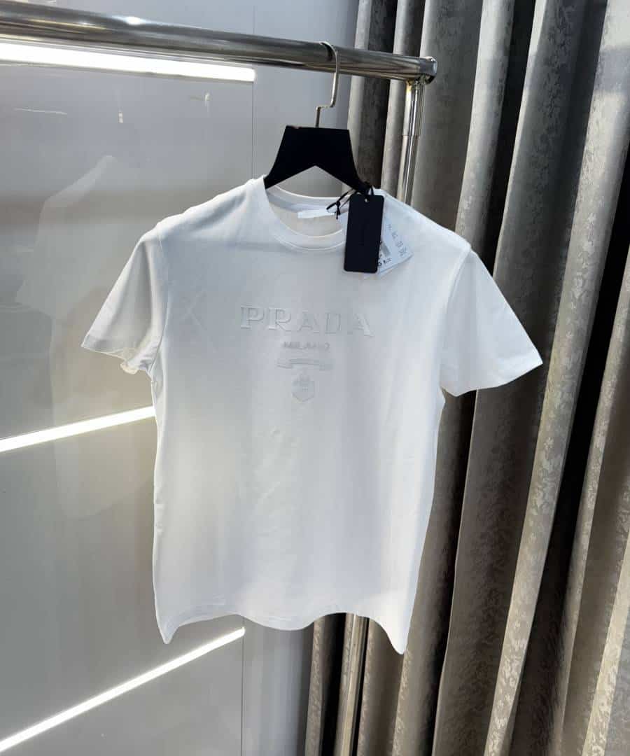 Prad a Milano White Logo Print Imported T-Shirt