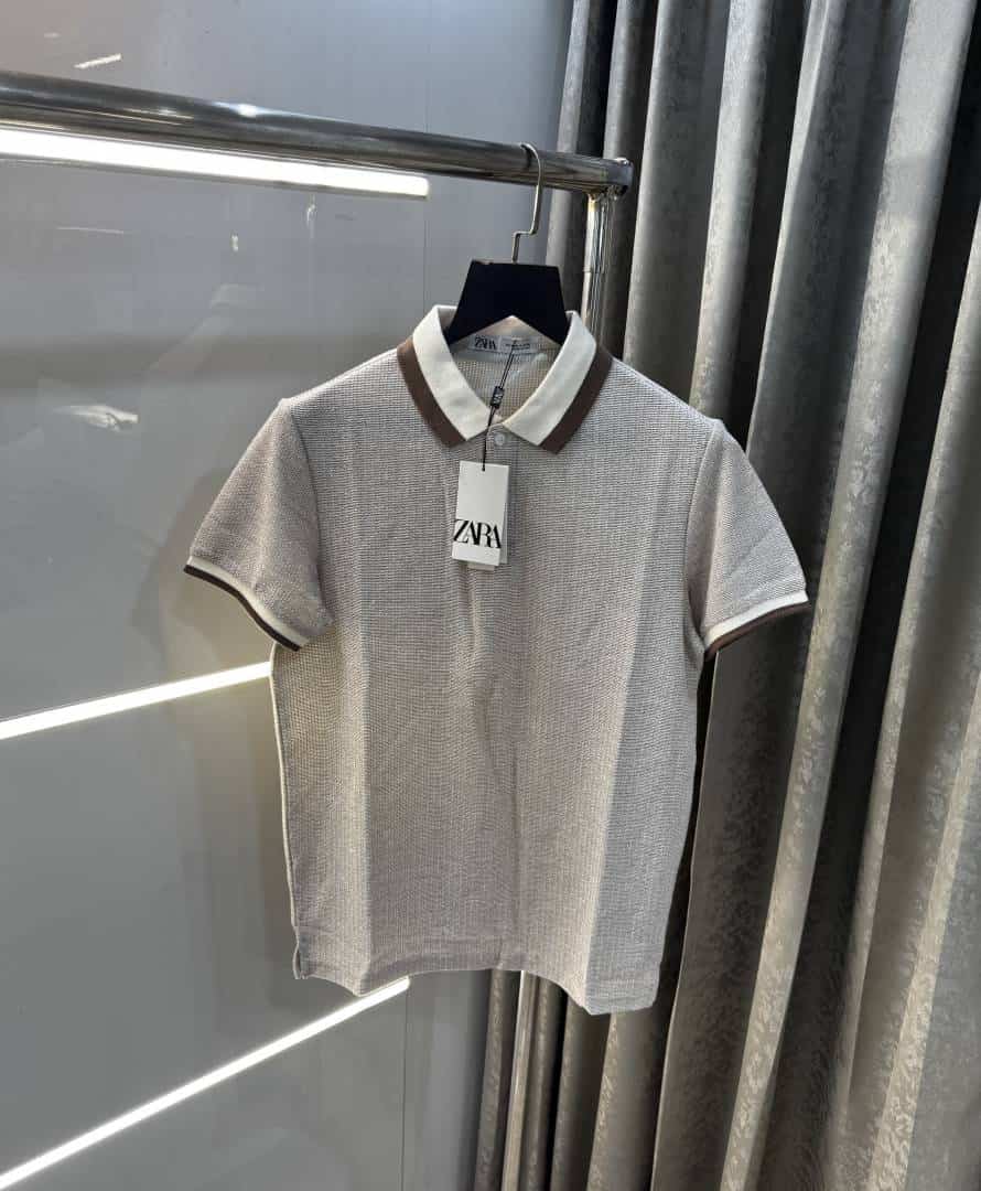 Zar a Brown Premium Knitted Classic Polo T-Shirt Secondary image
