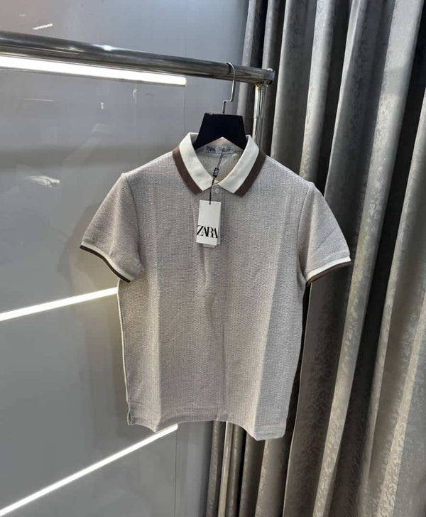 Zar a Brown Premium Knitted Classic Polo T-Shirt