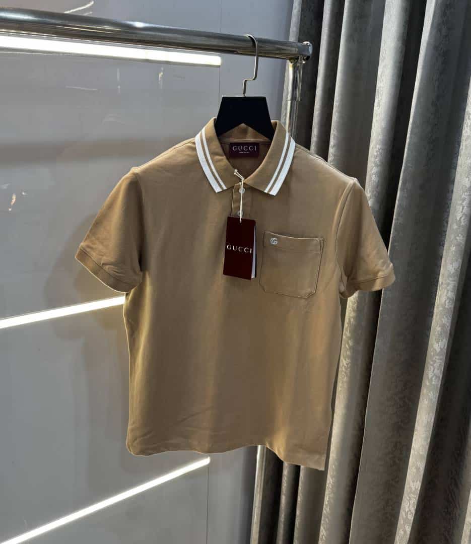 Gucc i Beige Collar Look Imported Polo T-Shirt Secondary image