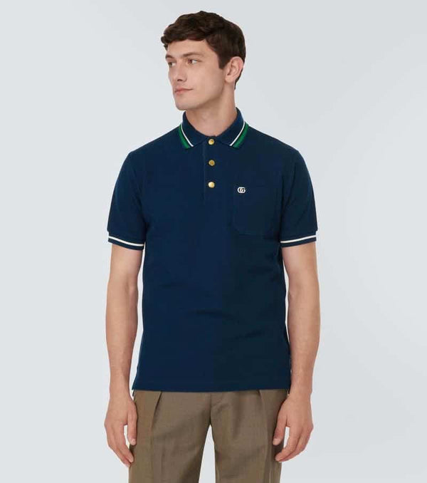Gucc i Navy Blue Collar Look Imported Polo T-Shirt