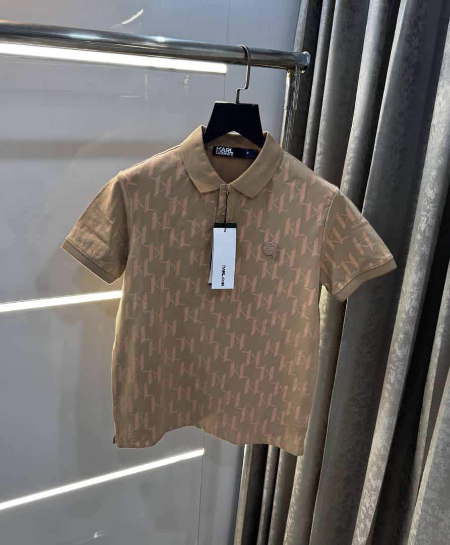 Karl Lagerfeld Beige Monogram Premium Polo T-Shirt Main image