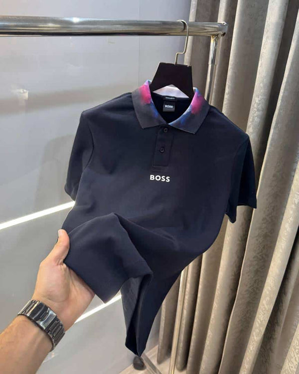 Hugo bos s Navy Blue Collar Look Premium Polo T-Shirt