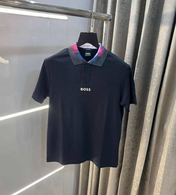 Hugo bos s Navy Blue Collar Look Premium Polo T-Shirt