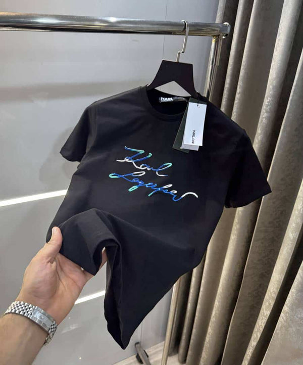 Karl Lagerfeld Black Logo Print Imported T-Shirt