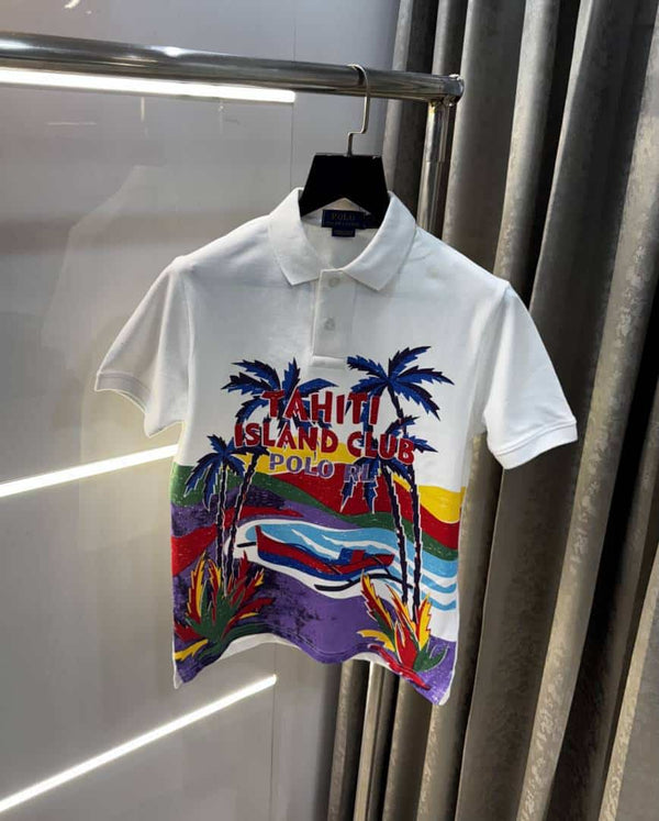 Ralph Laure n White Printed Premium Polo T-Shirt