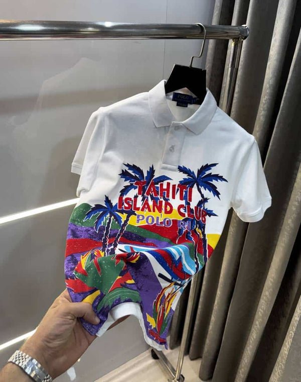 Ralph Laure n White Printed Premium Polo T-Shirt